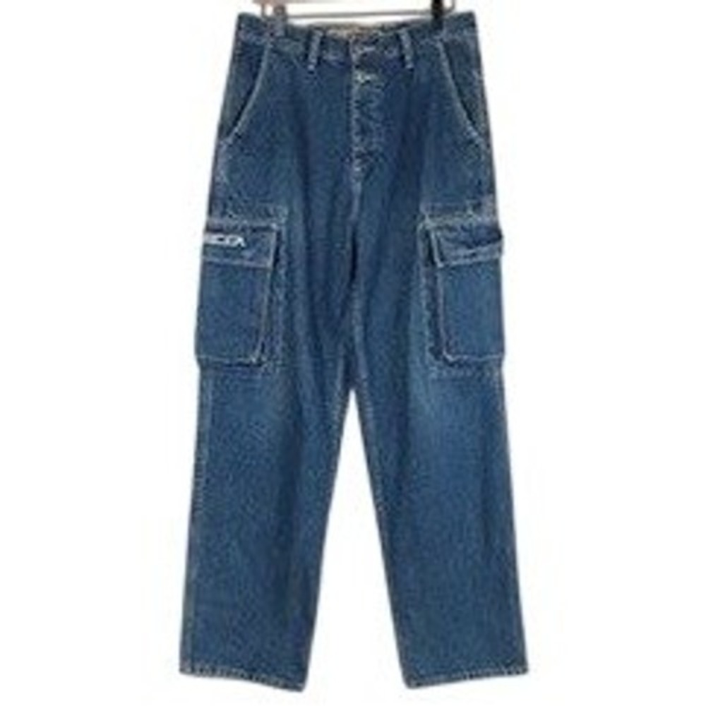 VTG MECCA USA DNM Cargo Jeans Sz 32x31 Medium Wash Wide Leg Streetwear 90s Y2K